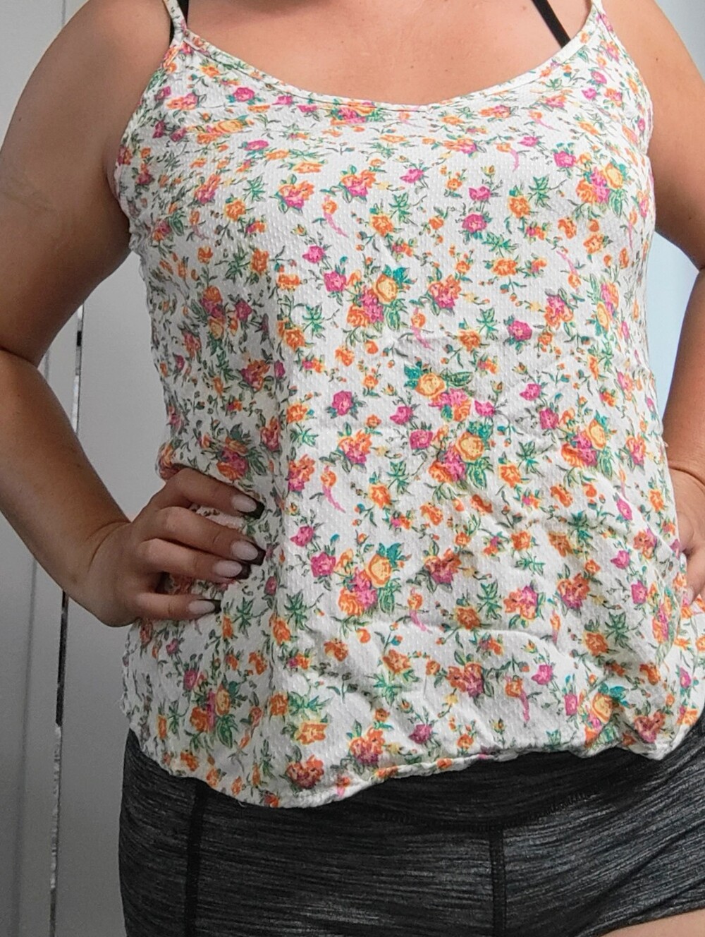Cynthia Rowley White Floral V-Neck Spaghetti Strap Camisole